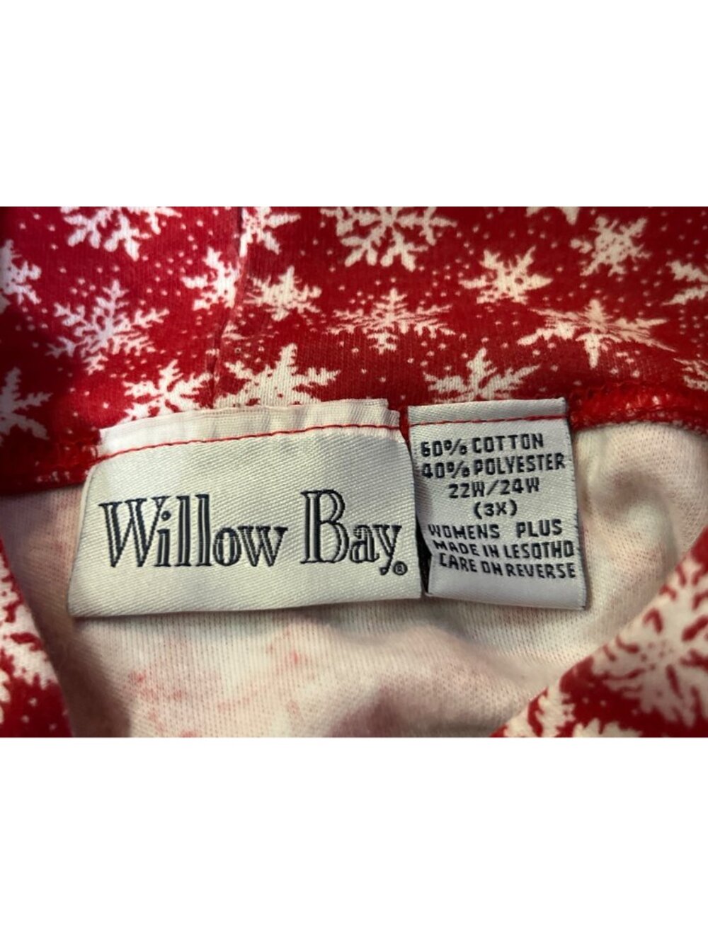 Willow Bay Womens 22W 24W 3X Red White Snowflake Mock Neck Knit Top Used - Picture 5 of 10
